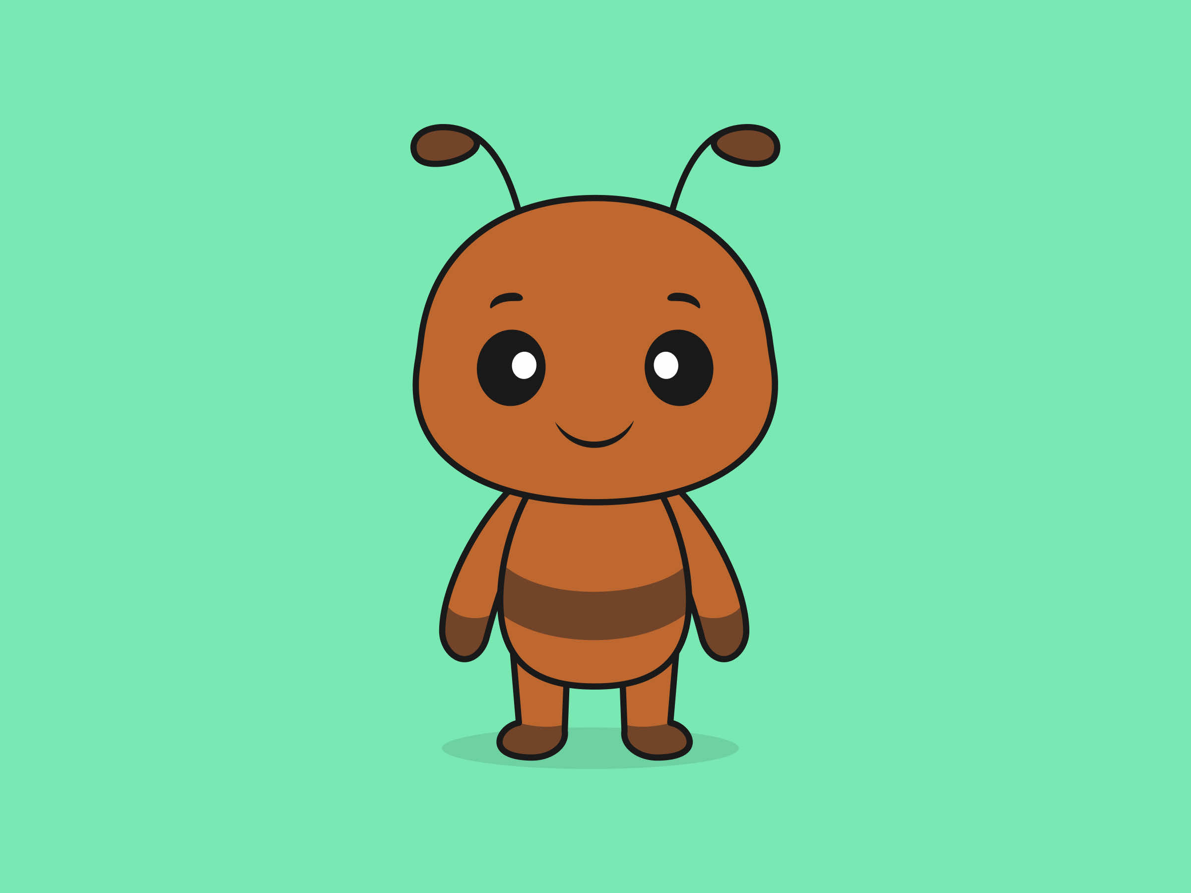 Cute Ant Standing Front View – Flat Vector Cartoon Illustration of a Ant Character, Isolated Icon Concept