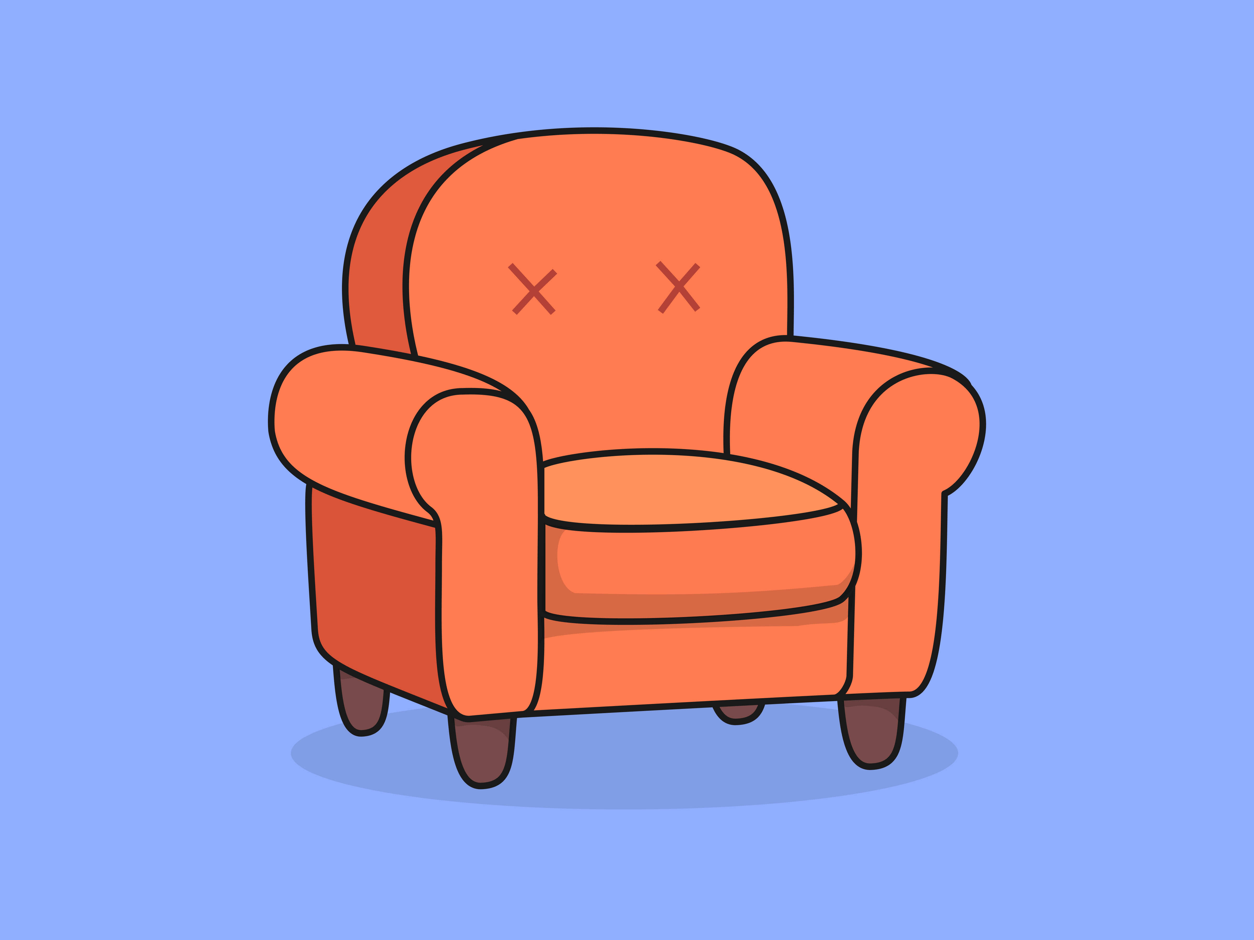 Cute Armchair – Flat Vector Cartoon Illustration