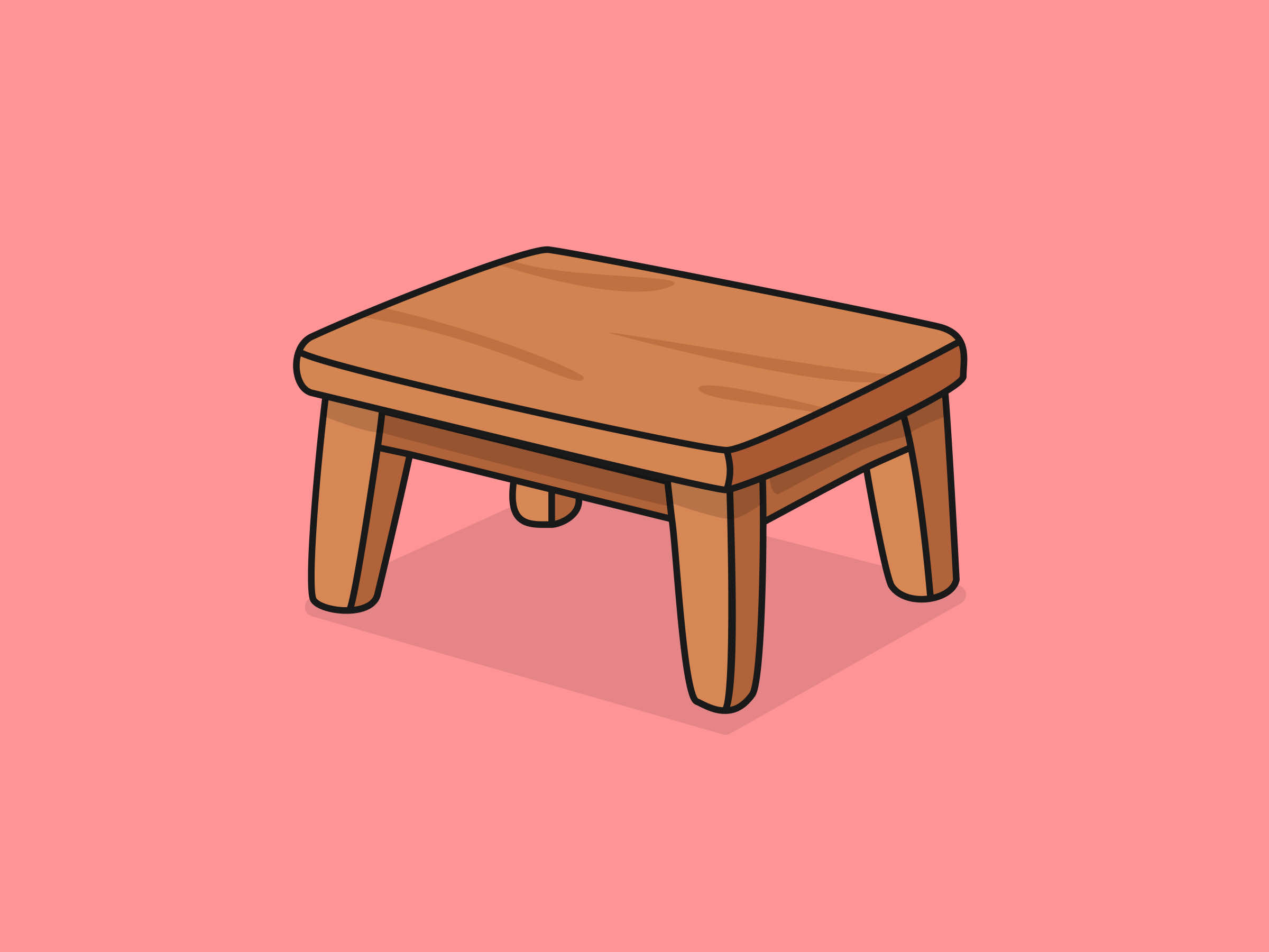 Cute Coffee Table – Flat Vector Cartoon Illustration