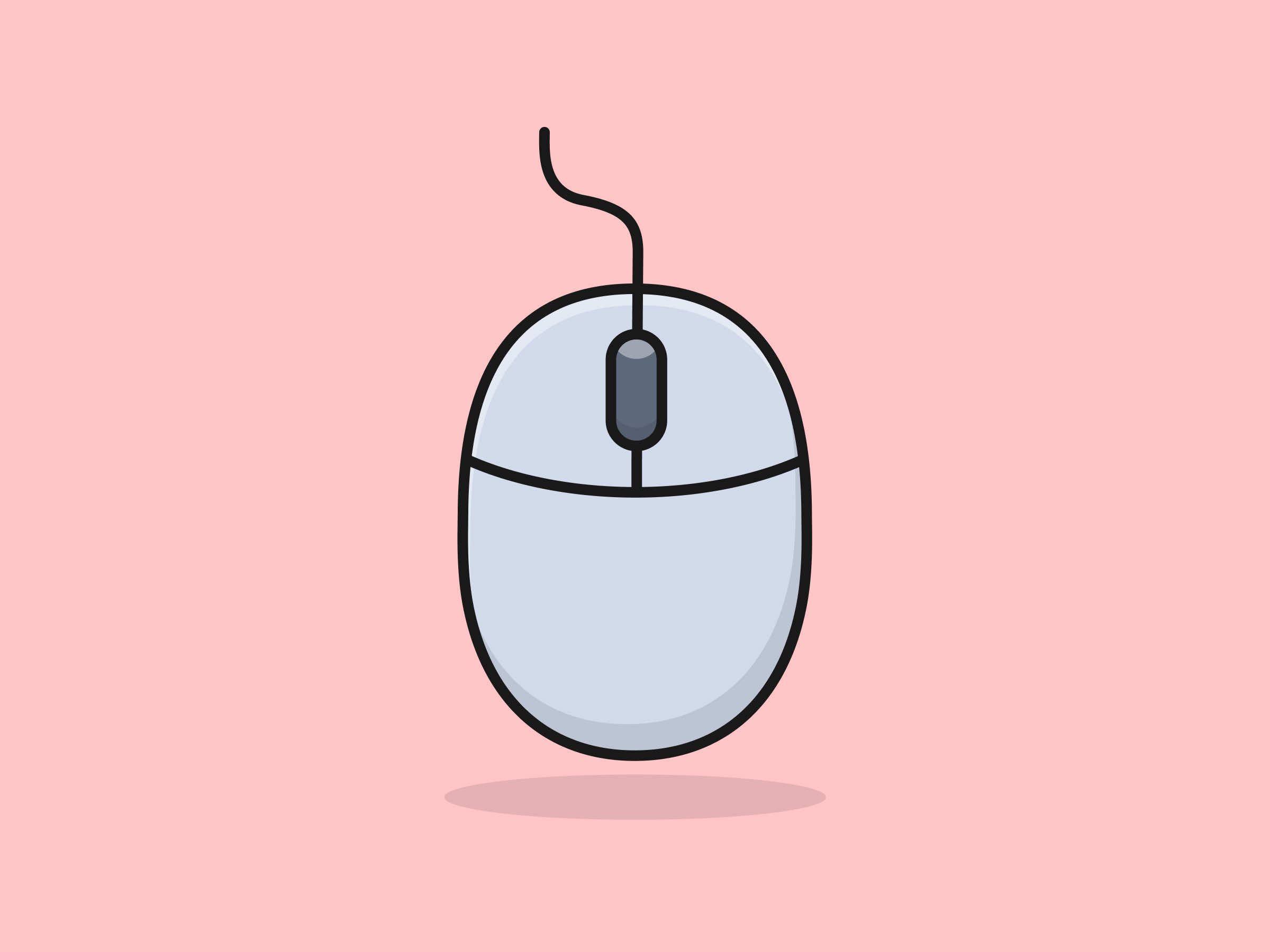 Cute Computer Mouse – Flat Vector Cartoon Illustration