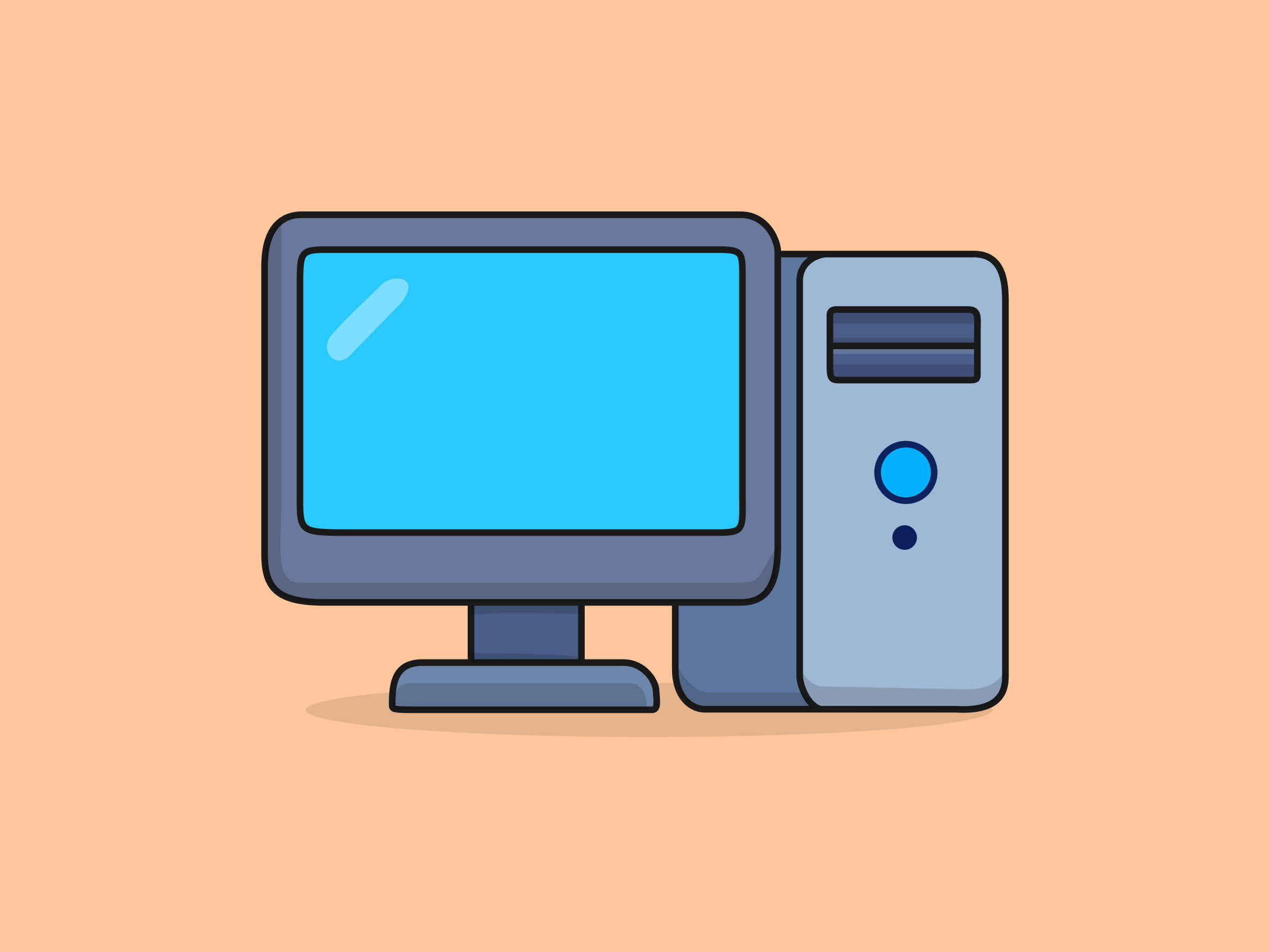 Cute Computer – Flat Vector Cartoon Illustration