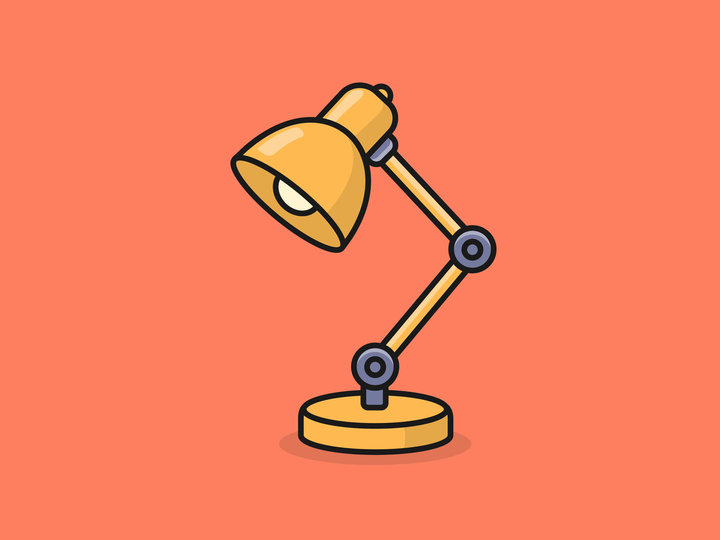 Cute Desk Lamp – Flat Vector Cartoon Illustration