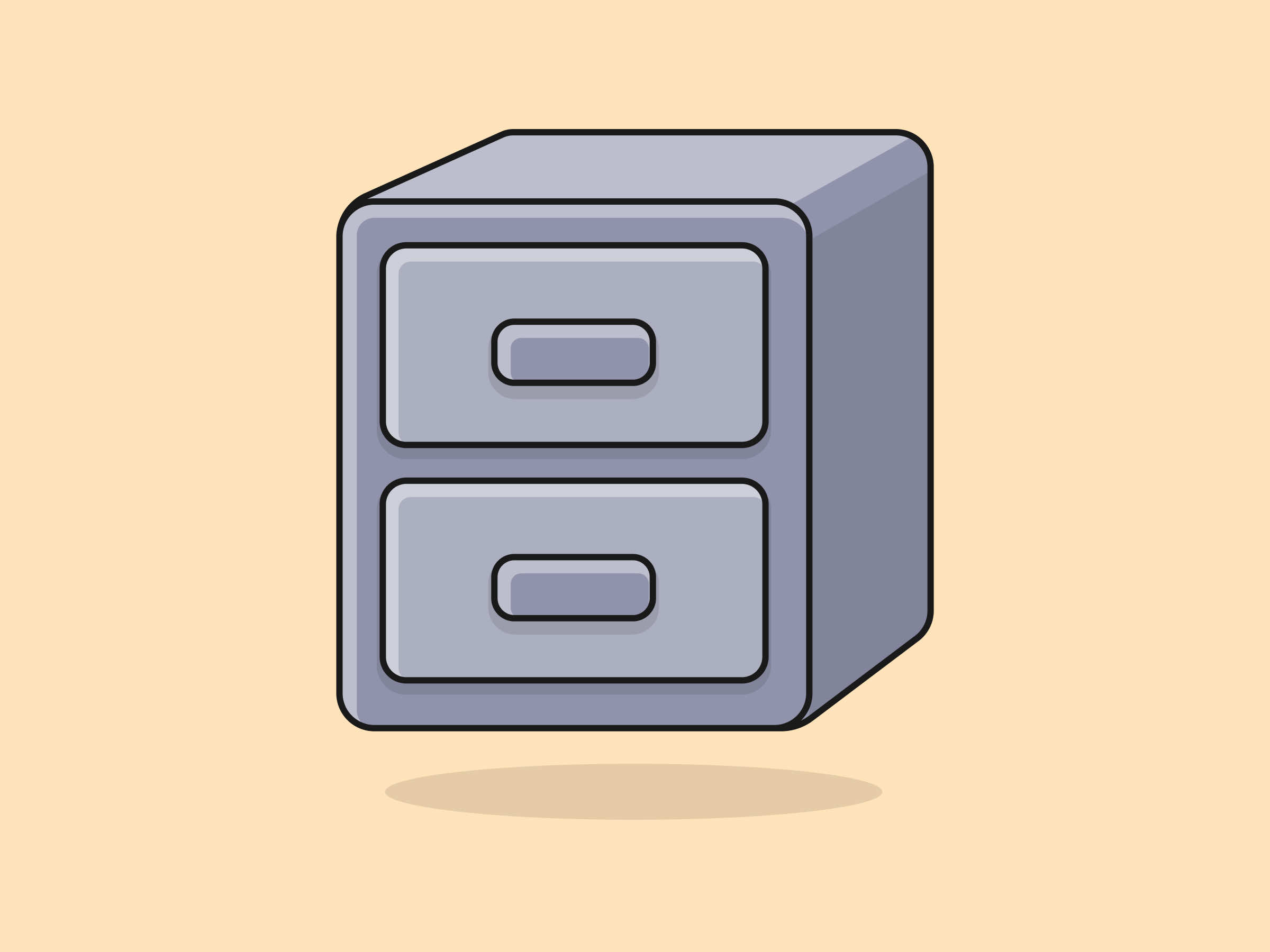 Cute File Cabinet – Flat Vector Cartoon Illustration