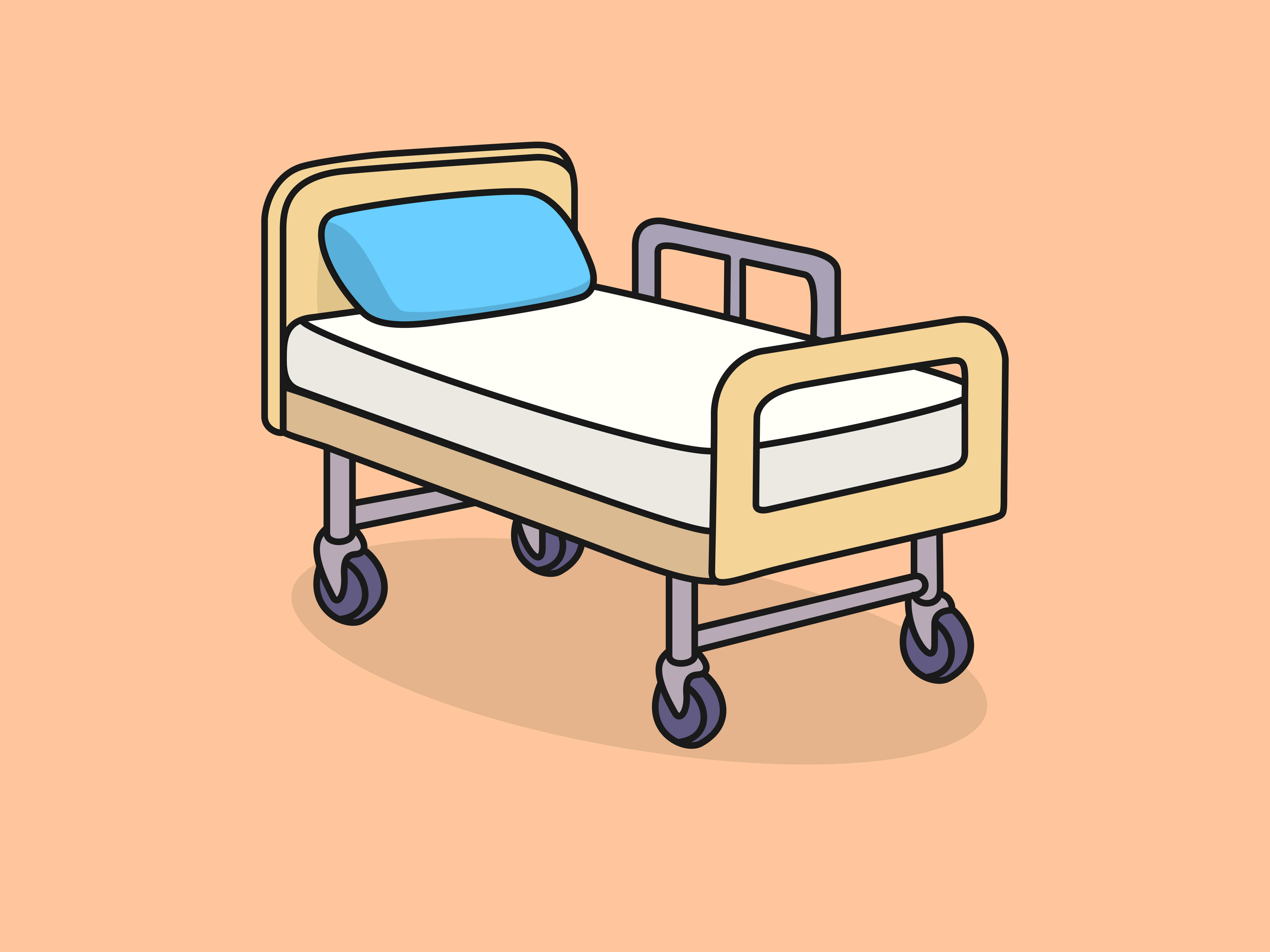 Cute Hospital bed – Flat Vector Cartoon Illustration