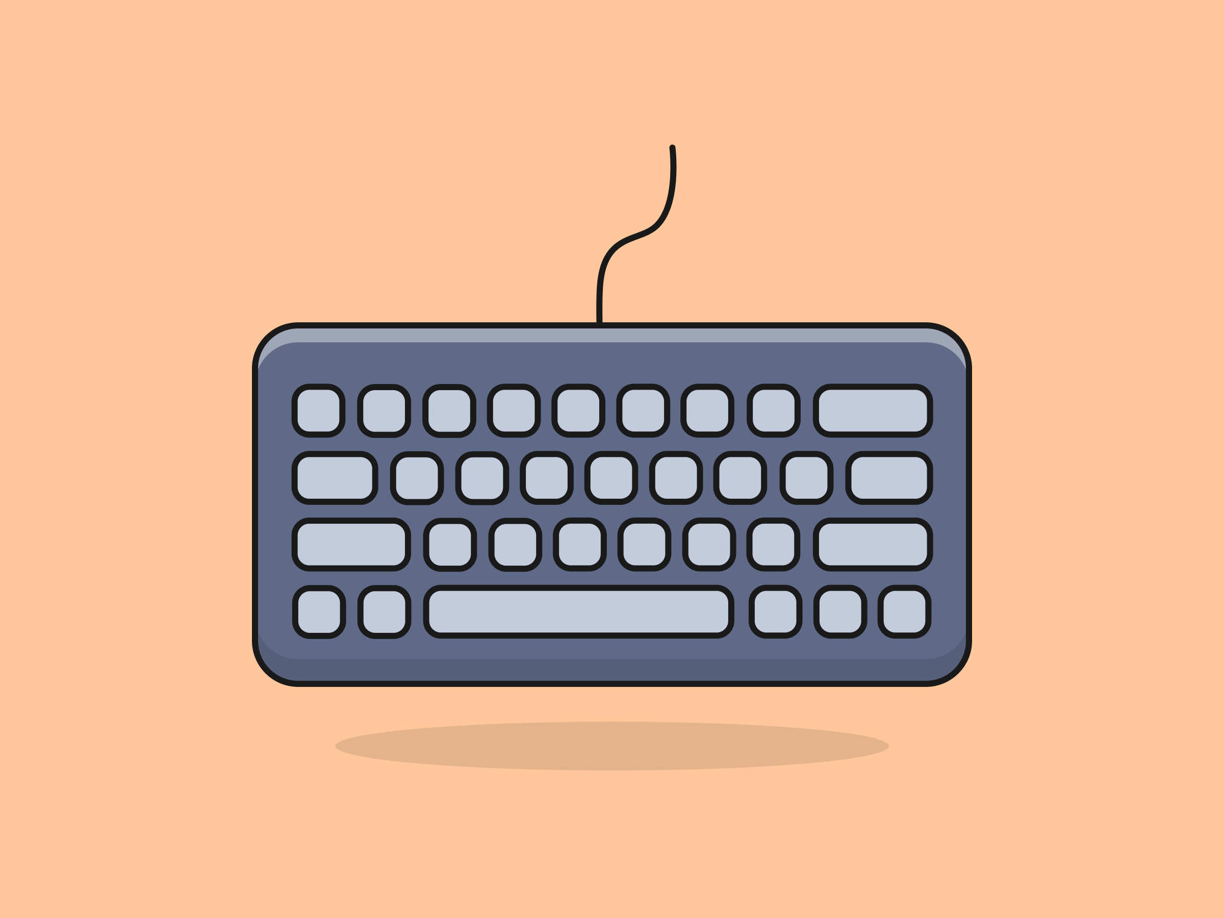 Cute Keyboard – Flat Vector Cartoon Illustration