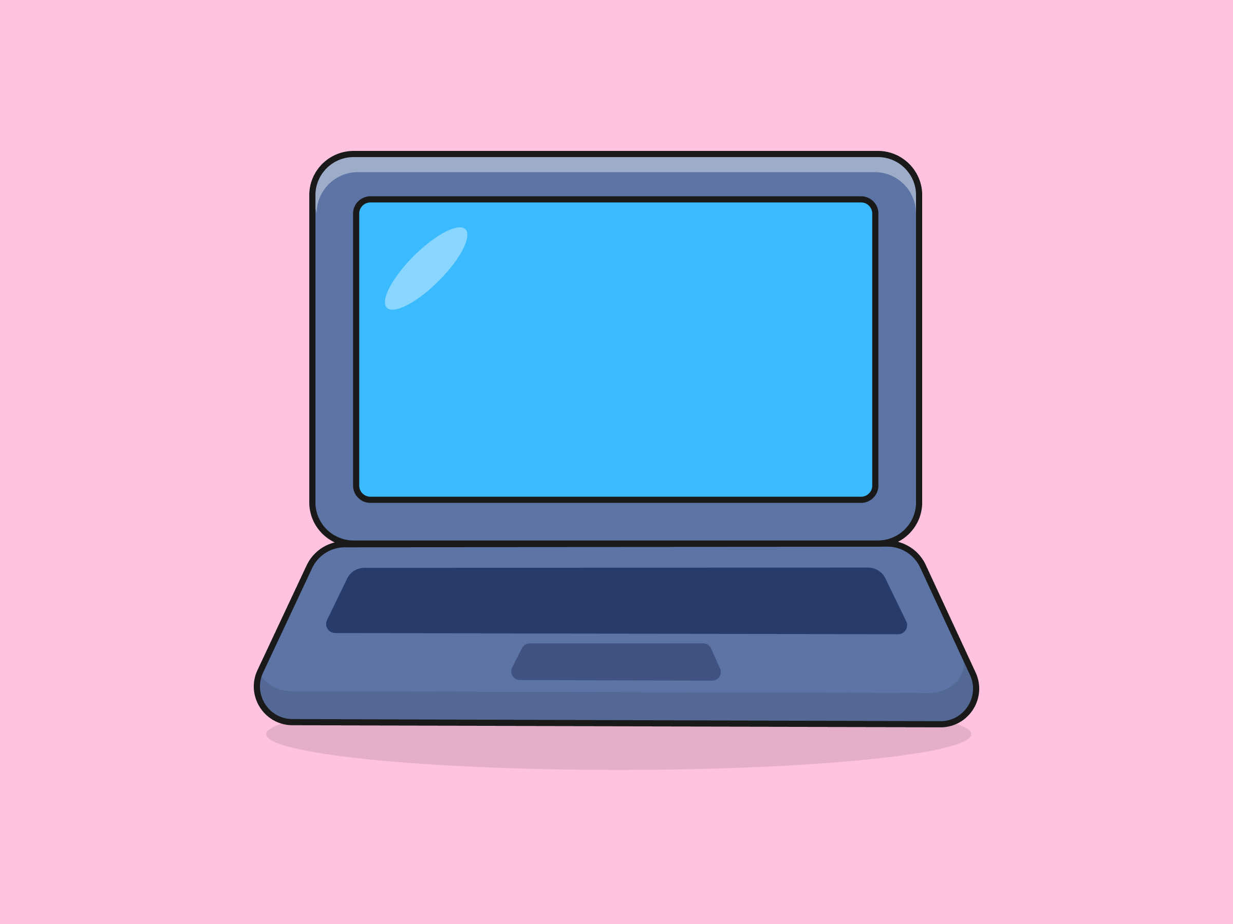 Cute Laptop – Flat Vector Cartoon Illustration