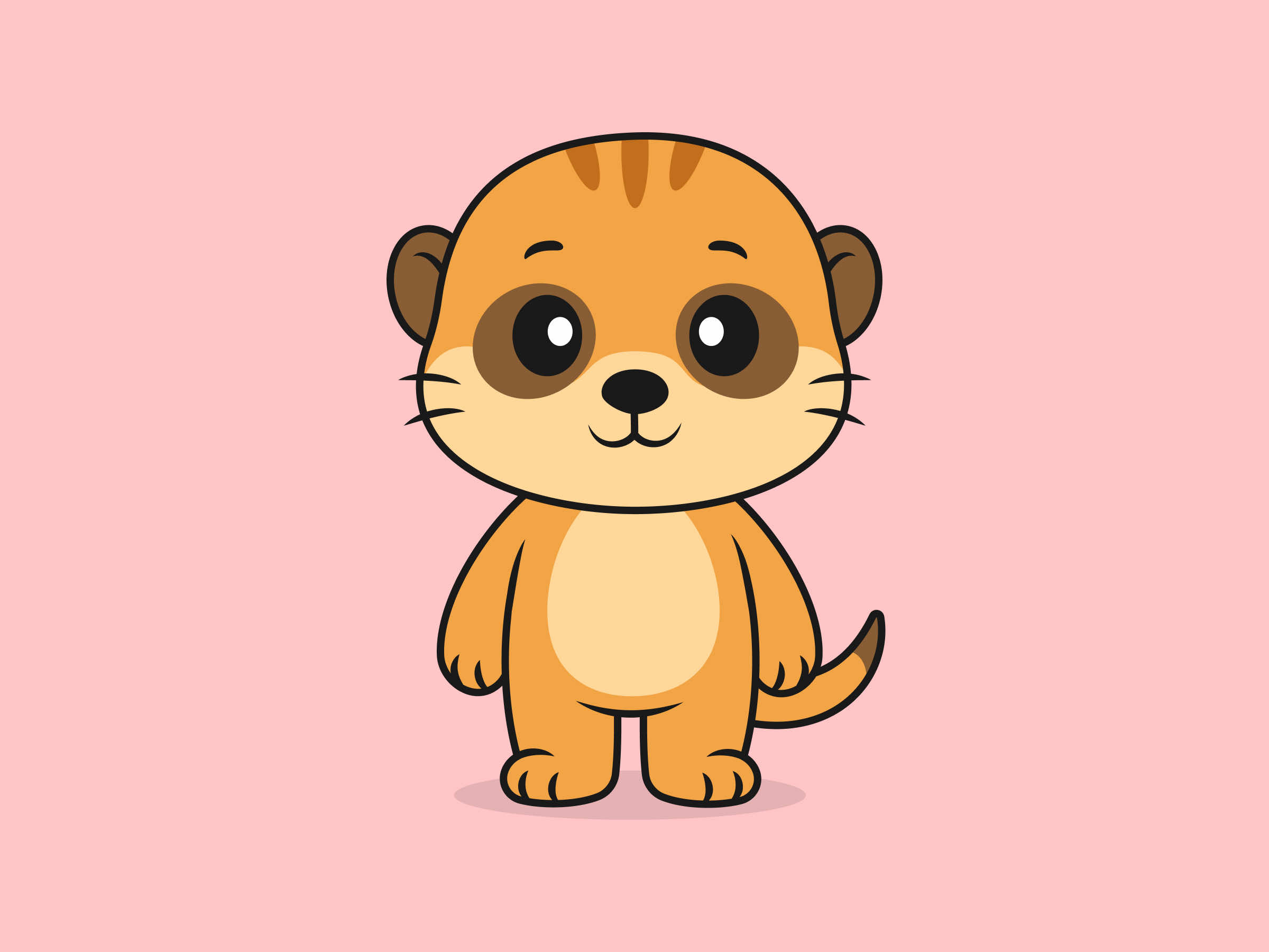 Cute Meerkat Standing Front View – Flat Vector Cartoon Illustration of a Meerkat Character, Isolated Icon Concept