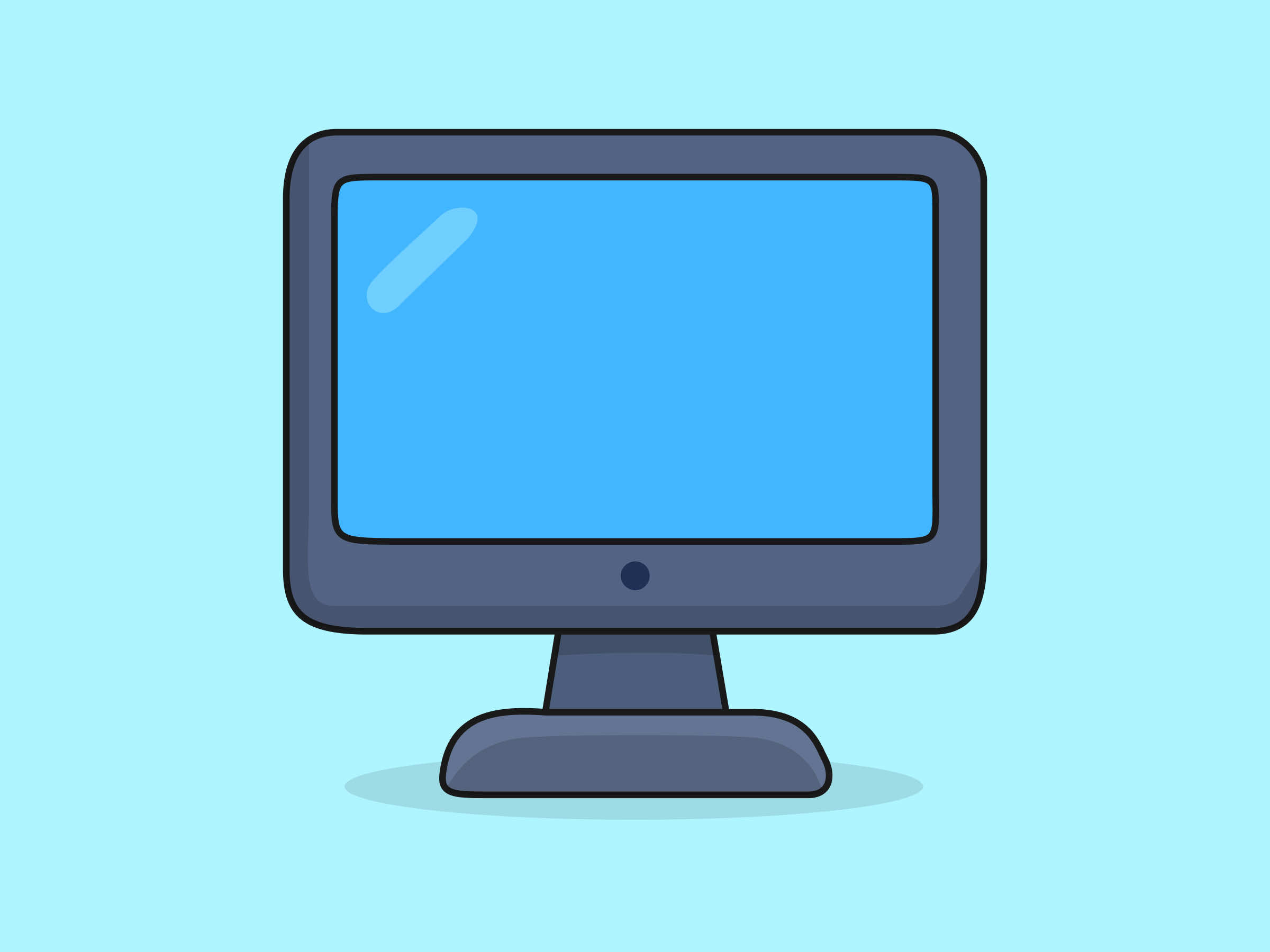 Cute Monitor – Flat Vector Cartoon Illustration