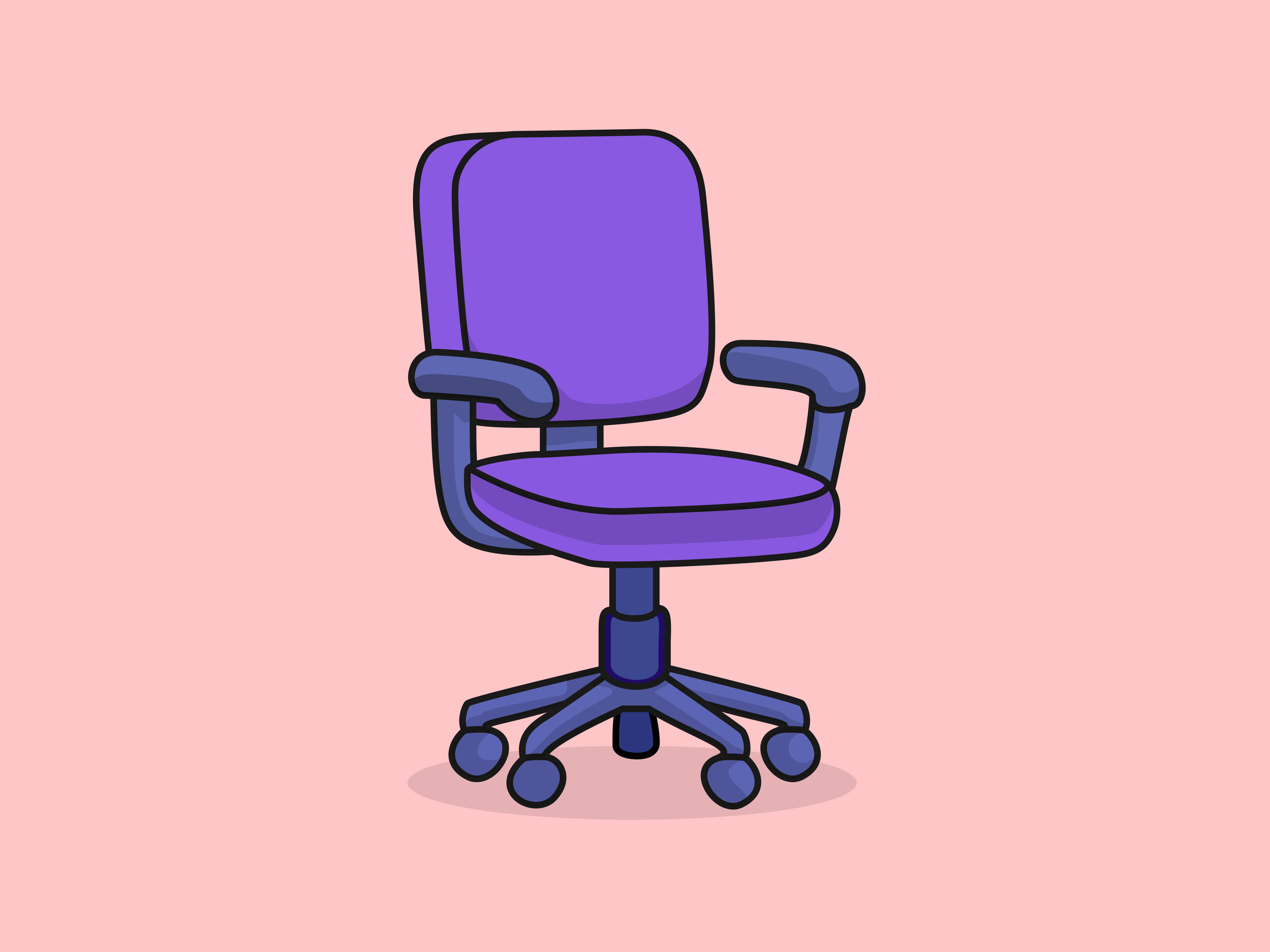 Cute Office Chair– Flat Vector Cartoon Illustration