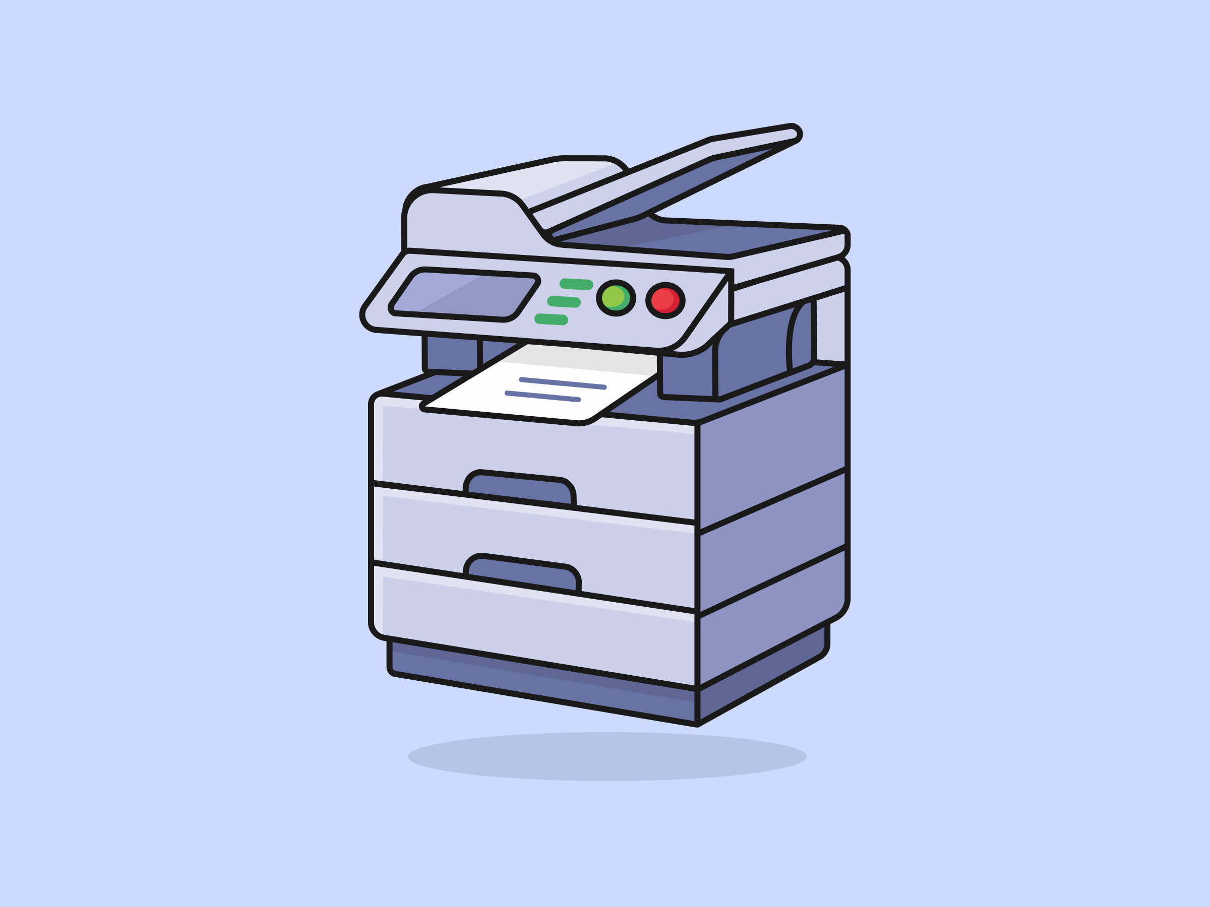 Cute Photocopier – Flat Vector Cartoon Illustration