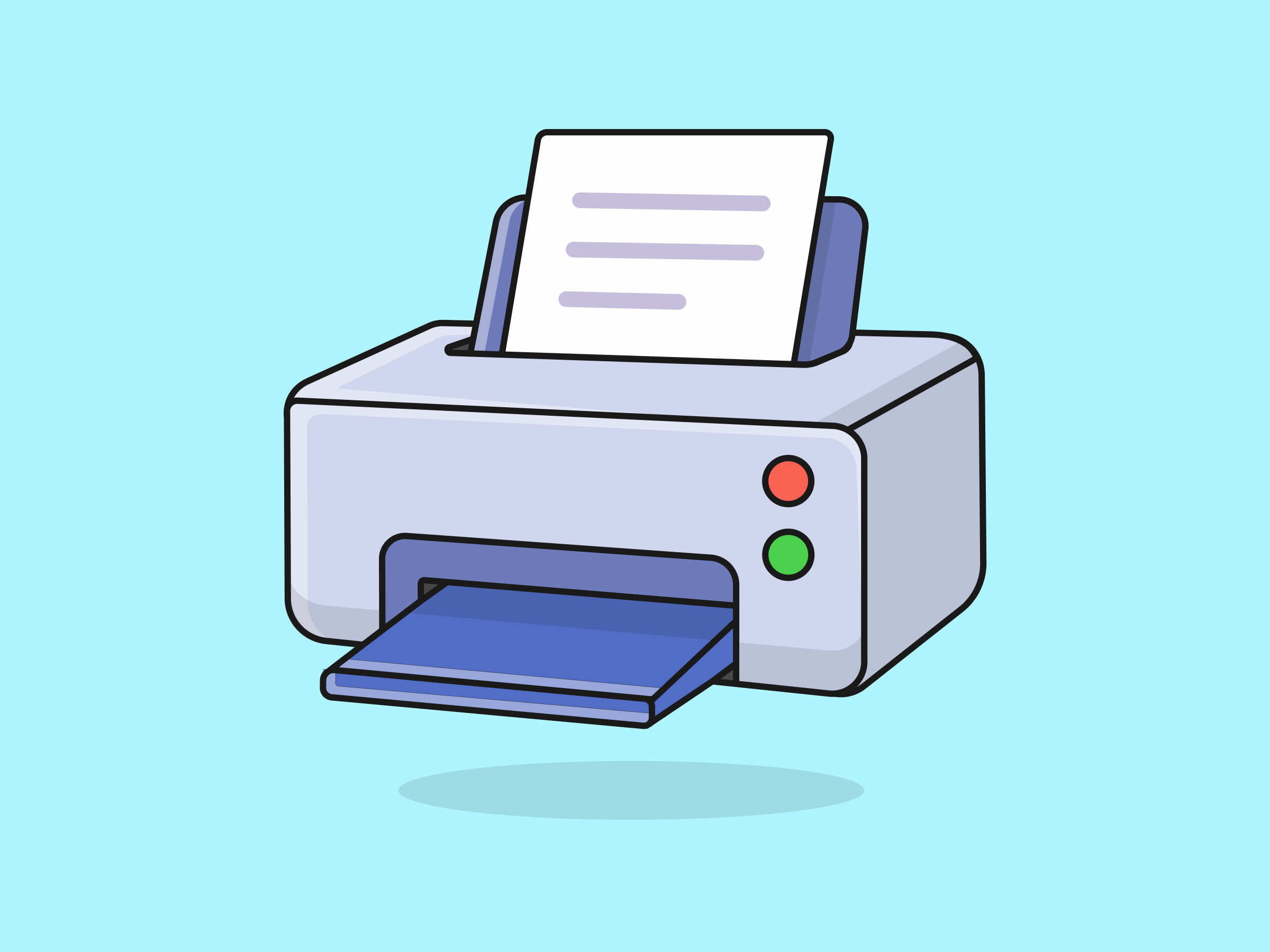 Cute Printer – Flat Vector Cartoon Illustration