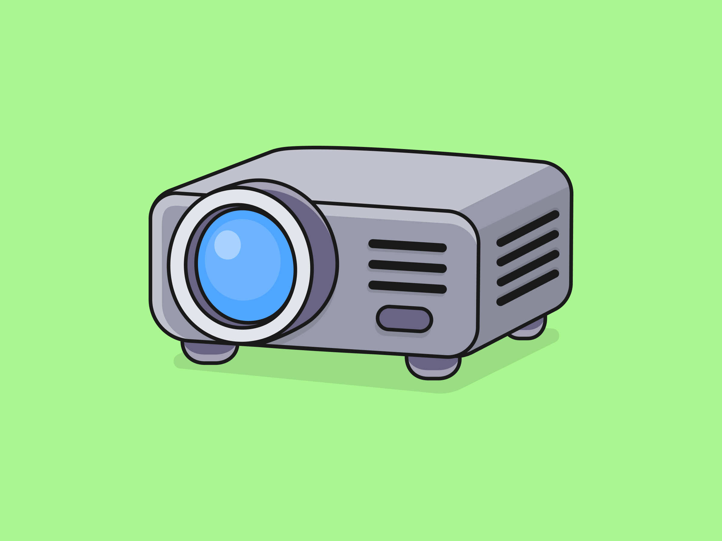 Cute Projector – Flat Vector Cartoon Illustration