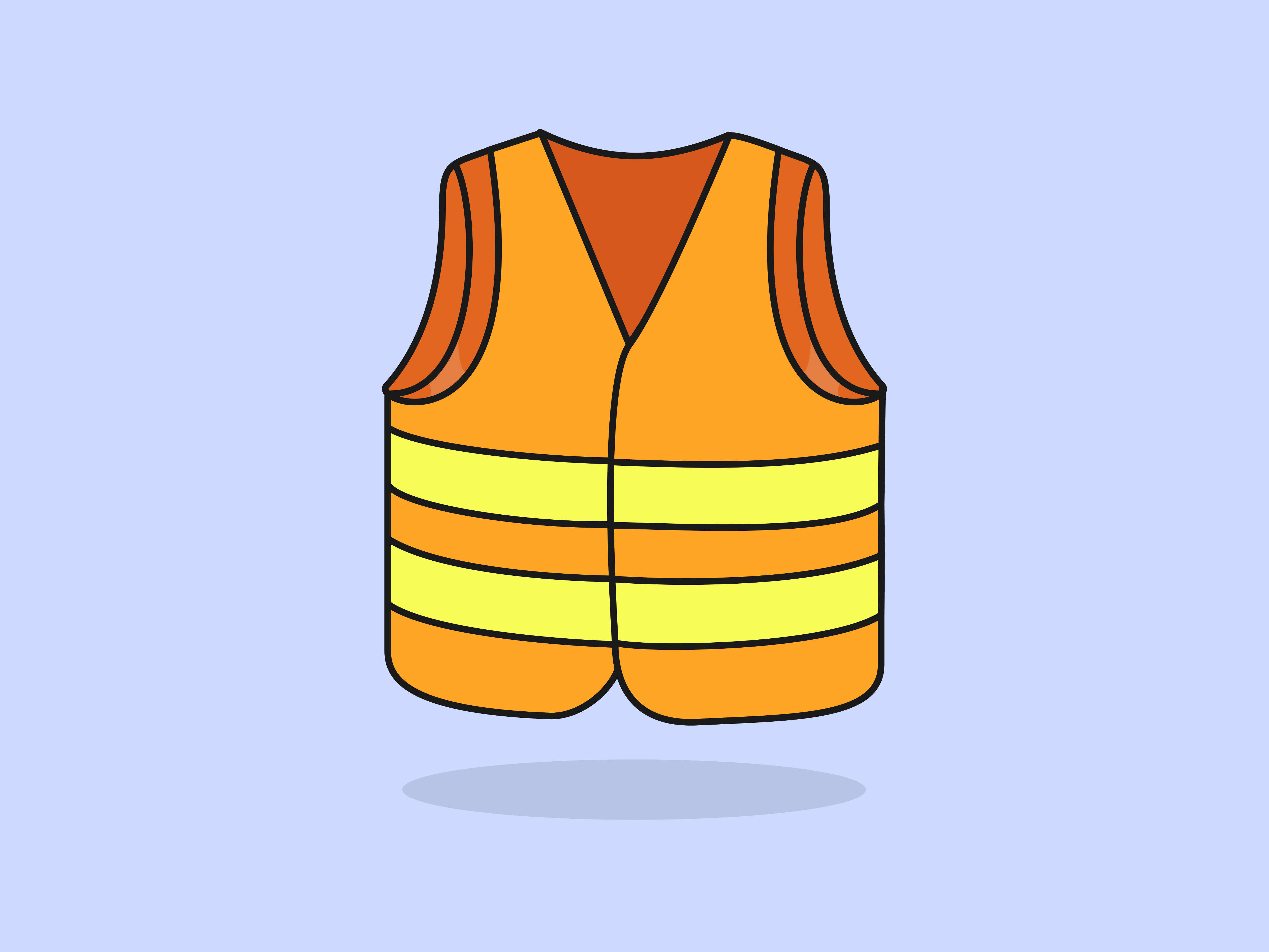 Cute Safety vest – Flat Vector Cartoon Illustration