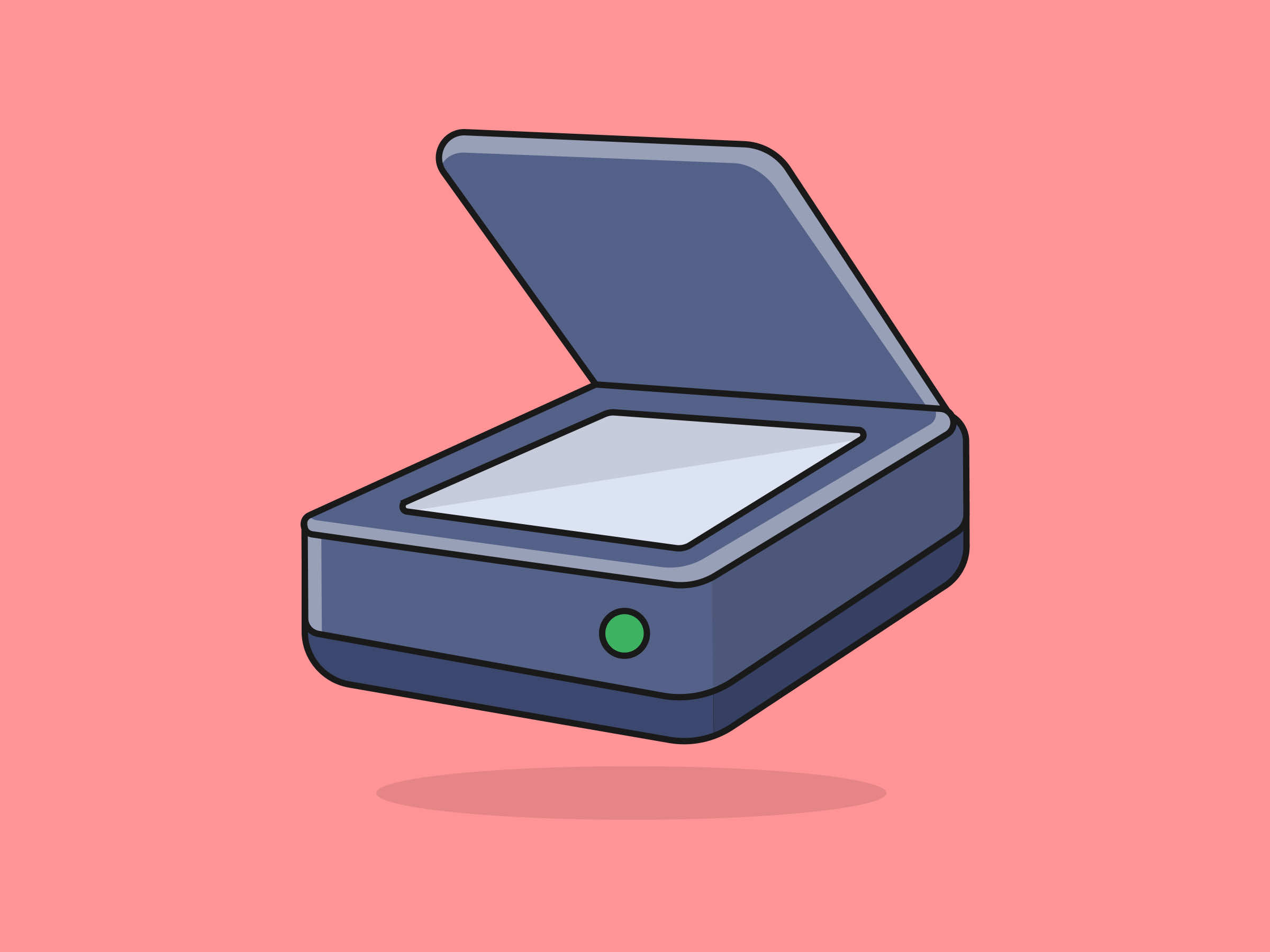 Cute Scanner – Flat Vector Cartoon Illustration