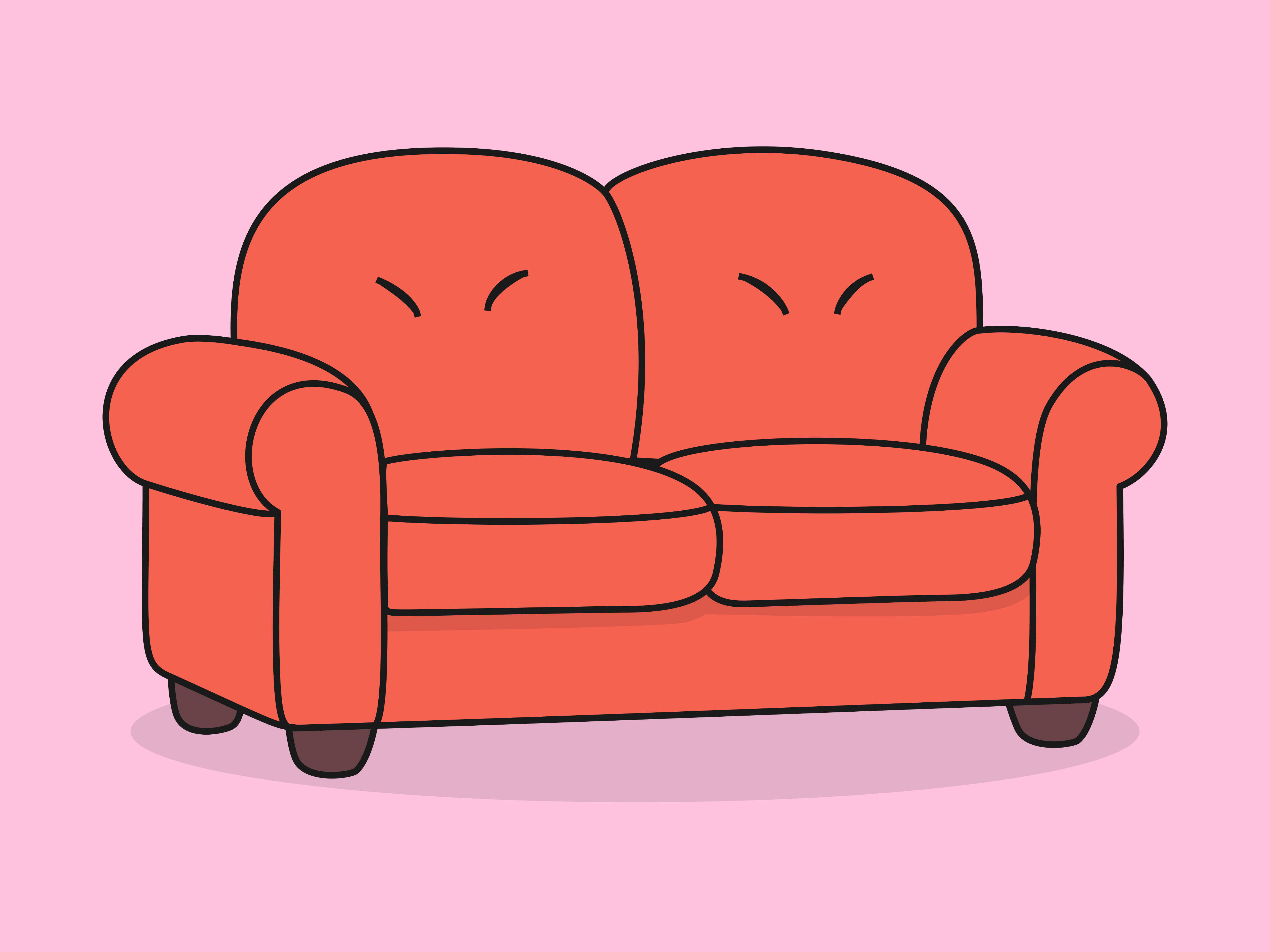 Cute Sofa – Flat Vector Cartoon Illustration