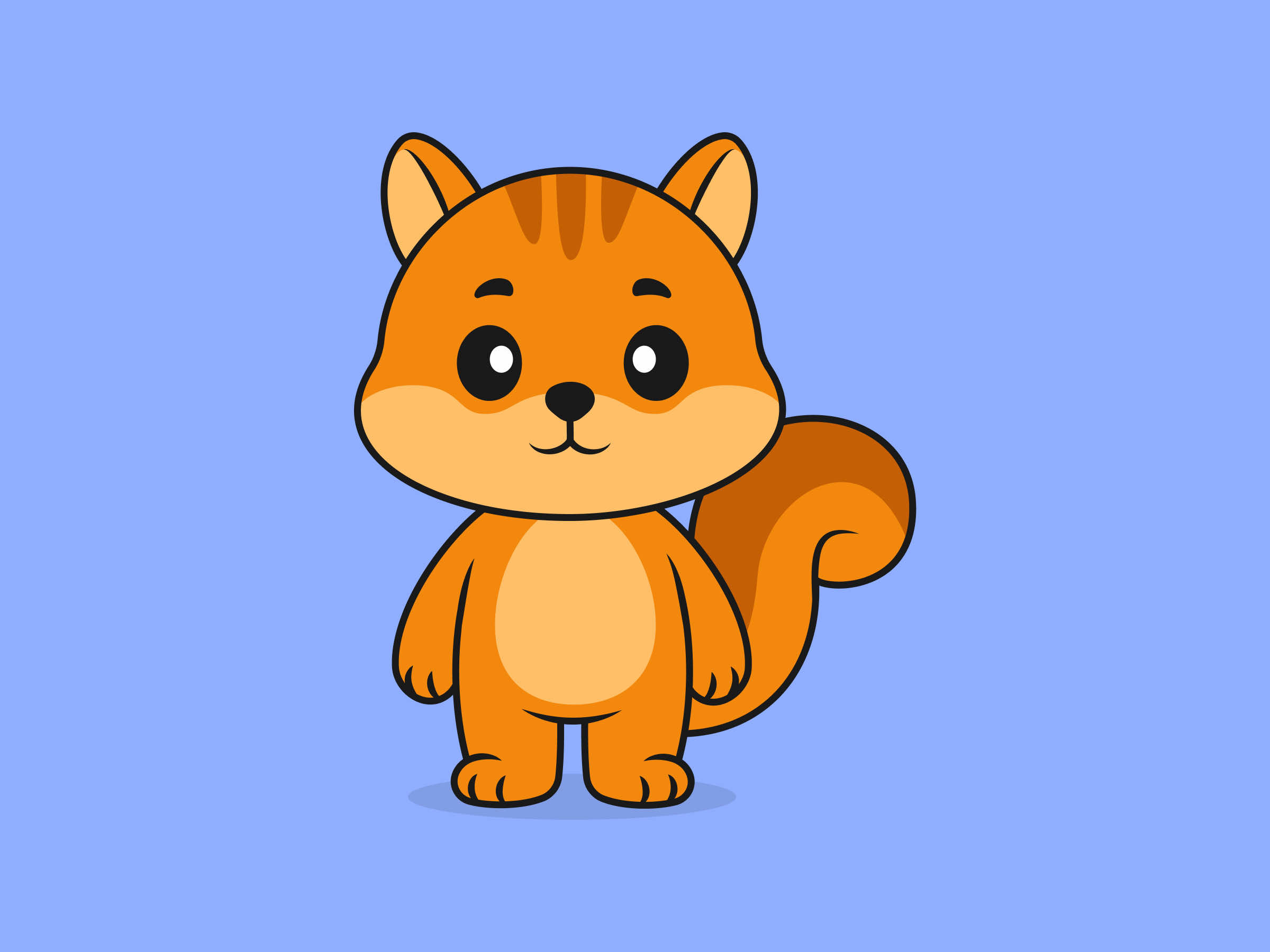 Cute Squirrel Standing Front View – Flat Vector Cartoon Illustration of a Squirrel Character, Isolated Icon Concept