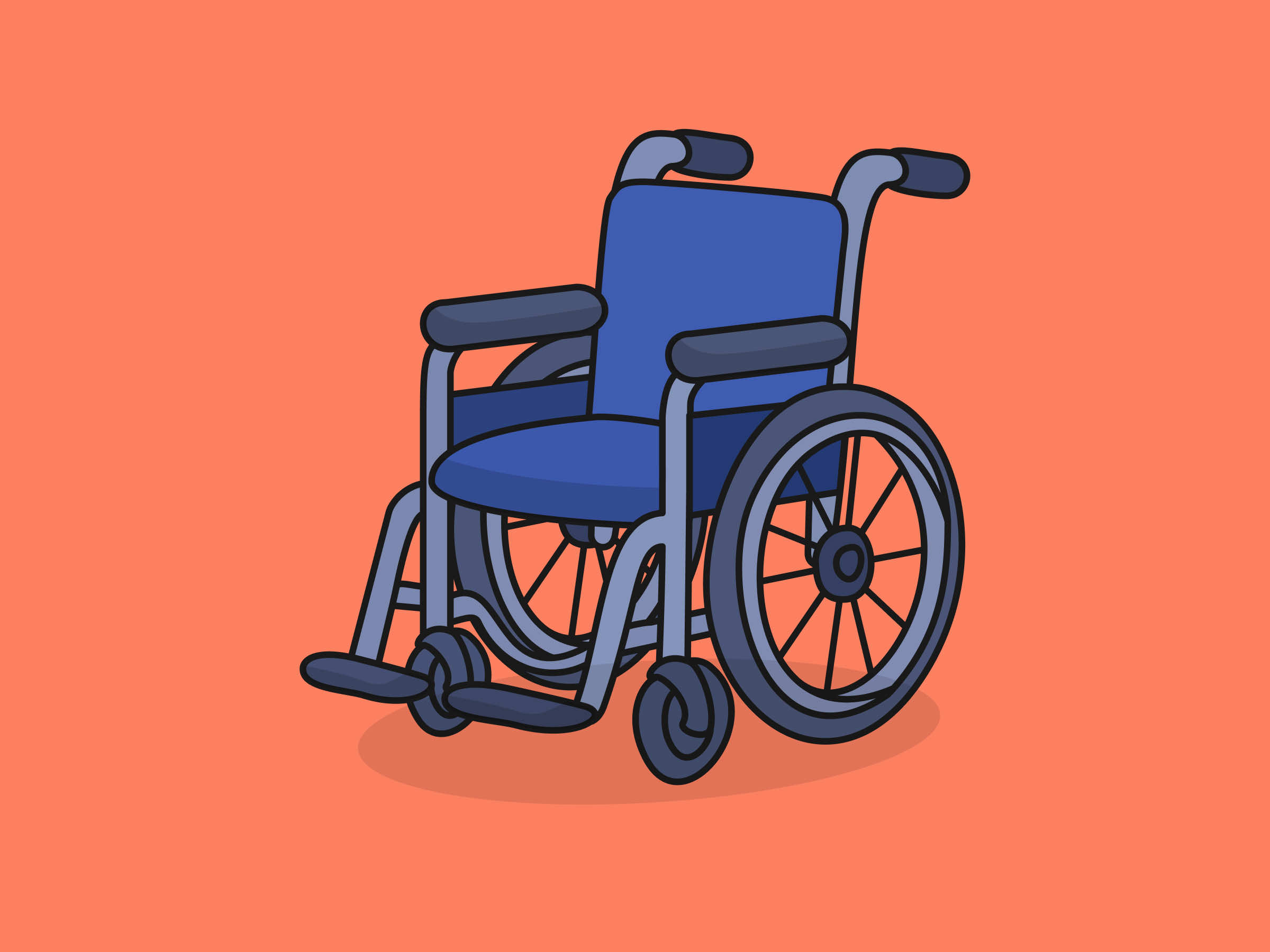 Cute Wheelchair – Flat Vector Cartoon Illustration