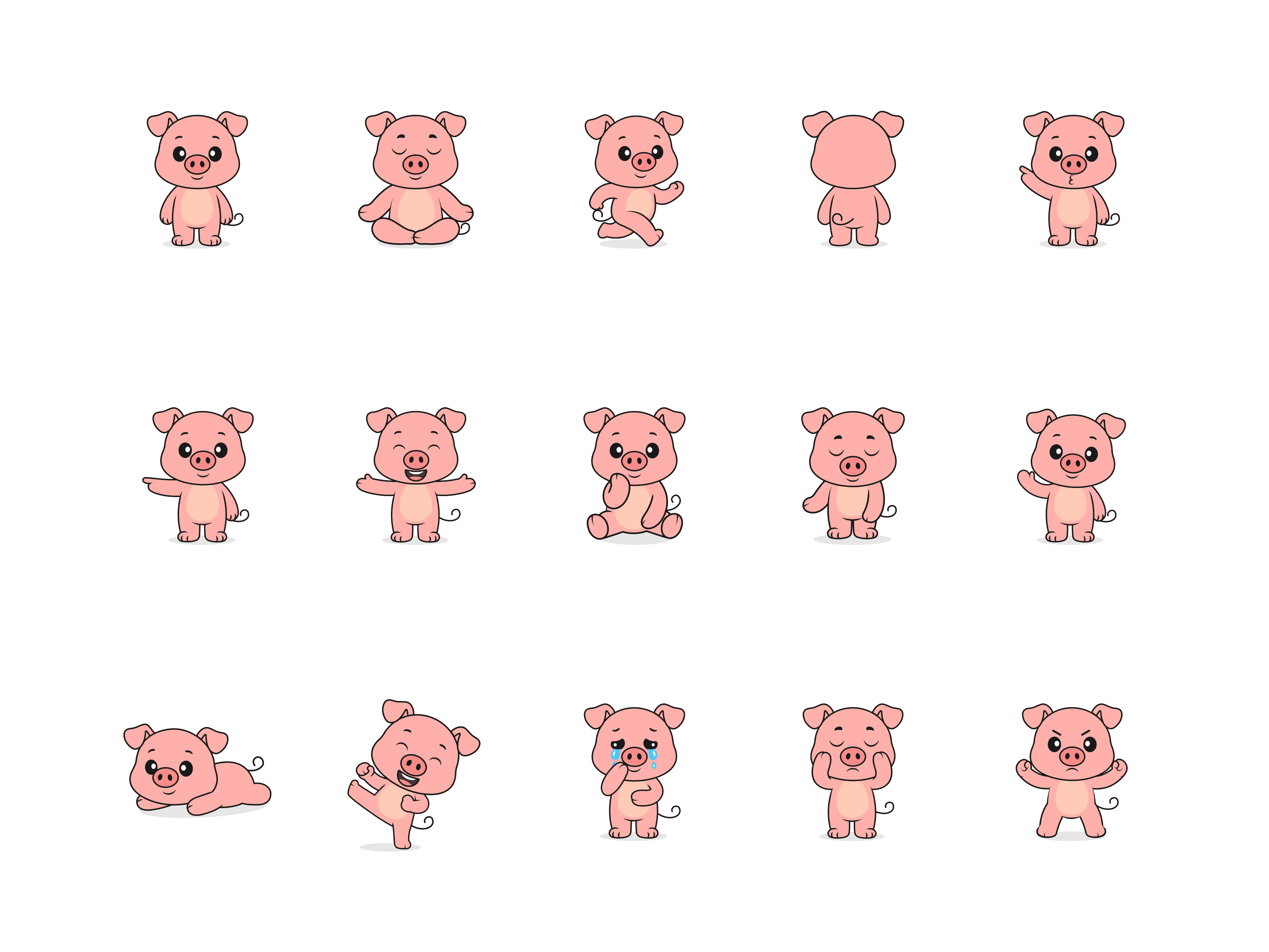 Cute Pig Cartoon Character Collection